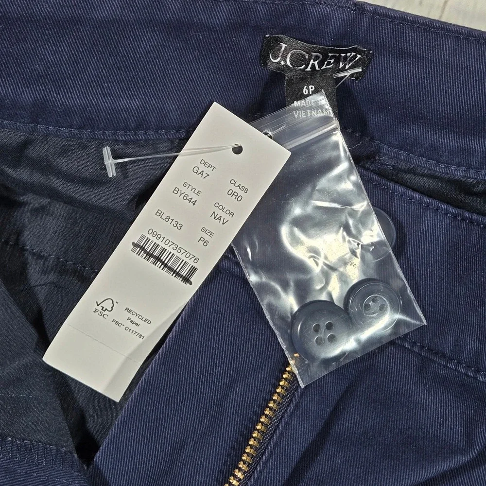 J‎ Crew Navy Blue Straight Leg Chino Pants Flat Front Womens Size 6P